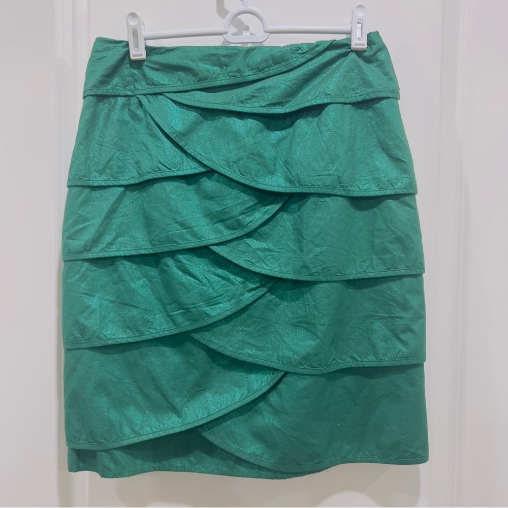 twiggy LONDON Emerald Green Shimmer Asymmetrical Skirt Size 6